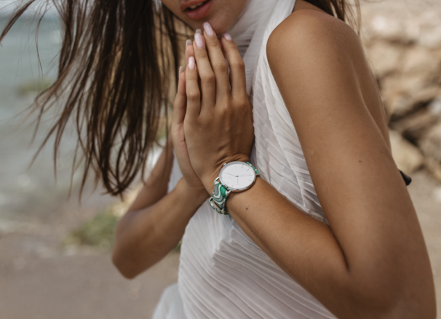 colorful watch strap made of up-cycled material from india