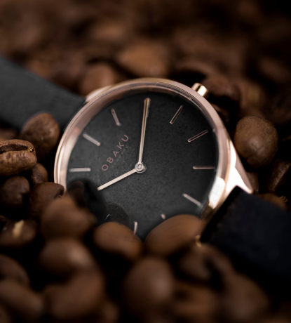 sustainable watch made of coffee beans 